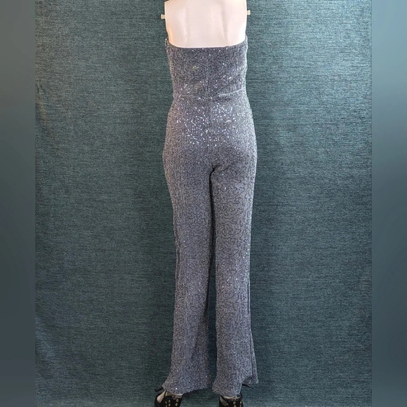 Wild Fable Strapless Tube Jumpsuit, Silver Sequined Dark Blue - Picture 6 of 14